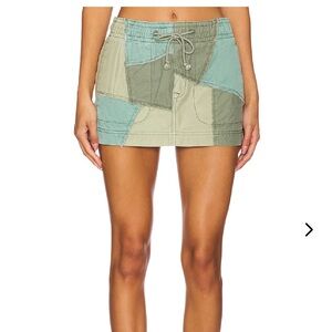 Lovers and Friends Patchwork Mini Skirt in Mixed Greens